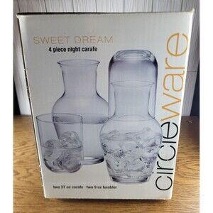 Circleware Sweet Dream 4 Piece Night Carafe Set for bedside use -- new open box